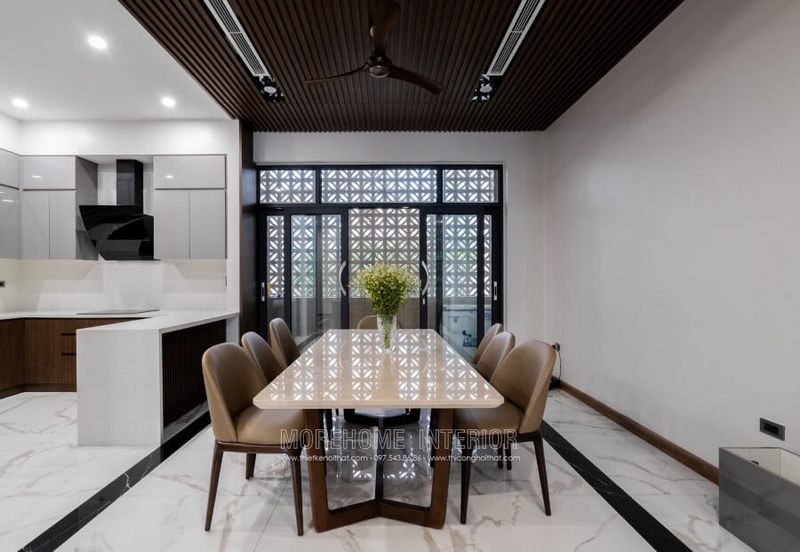 Bộ bàn ăn 8 ghế bọc da cao cấp