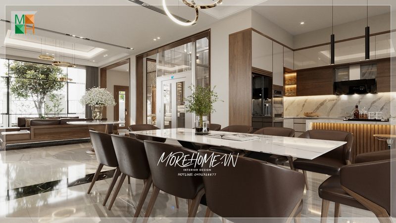 Tủ bếp với kiểu dáng thiết kế hiện đại góp phần giúp bảo quản và sắp xếp các món đồ nội dùng cần thiết trong phòng bếp.