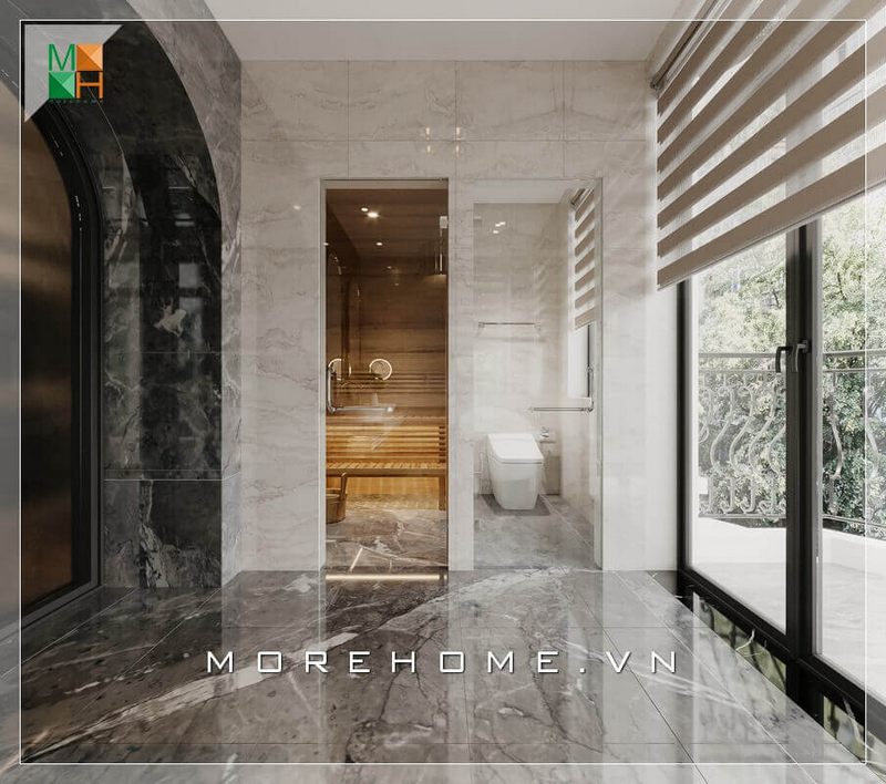 Mẫu thiết kế nội thất phòng tắm kết hợp nhà vệ sinh rất tiện nghi và hiện đại dành cho chung cư, nhà phố, biệt thự